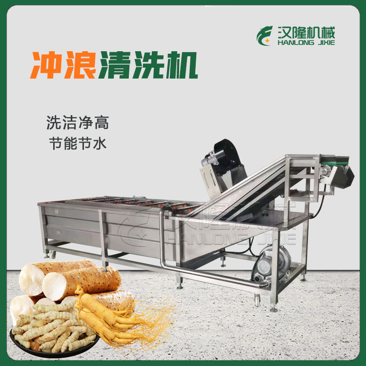 大型氣泡提（tí）升輸送商用清洗機 不鏽鋼蔬菜水果中草藥清洗機（jī） 山藥甘露子人參（cān）清洗機